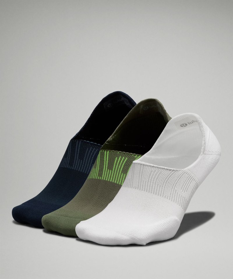 Lululemon Men's Power Stride No-Show Socks with Active Grip *3 Pack White / Medium Olive / True Navy Online Outlet Sale