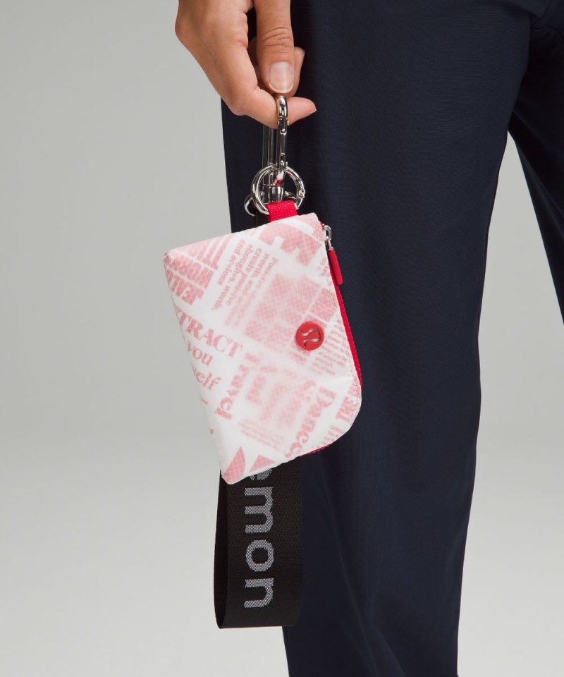 Lululemon Clippable Card Pouch *Manifesto Print White / Lulu Red Online Outlet Sale