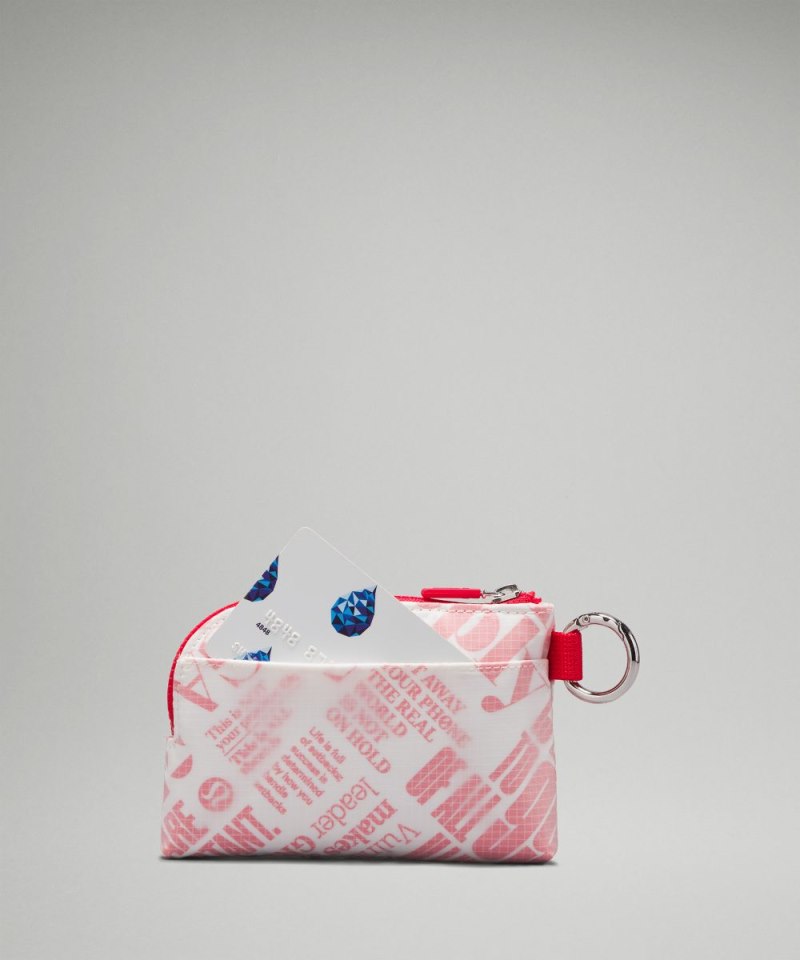 Lululemon Clippable Card Pouch *Manifesto Print White / Lulu Red Online Outlet Sale