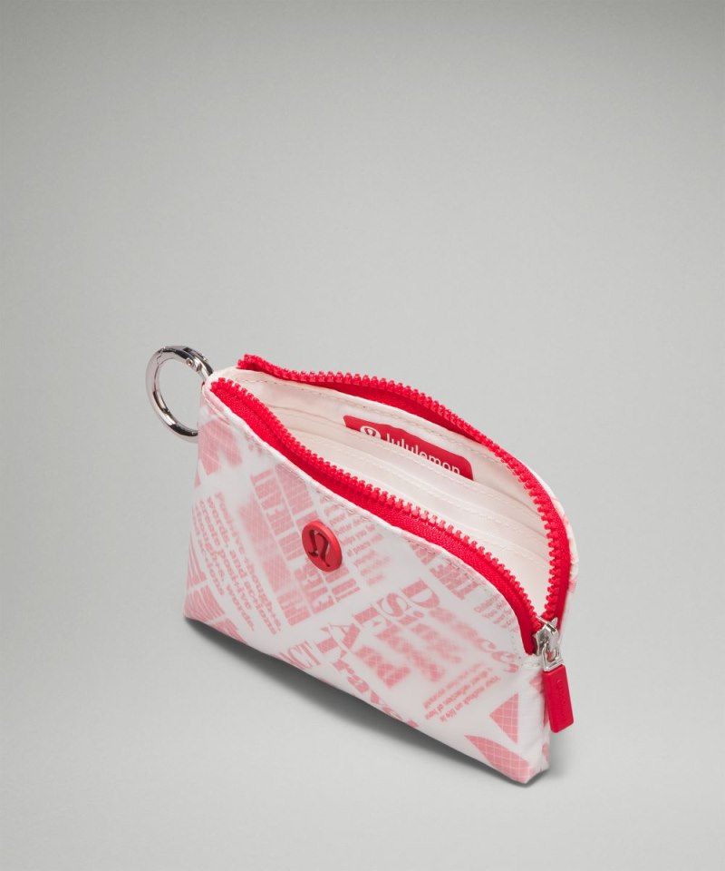 Lululemon Clippable Card Pouch *Manifesto Print White / Lulu Red Online Outlet Sale