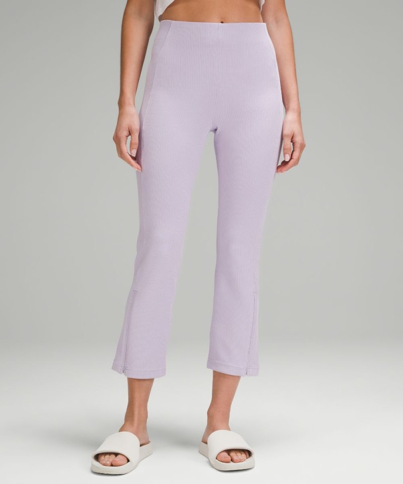 Lululemon Ribbed Softstreme Zip-Leg High-Rise Cropped Pant 25" Lilac Ether Online Outlet Sale