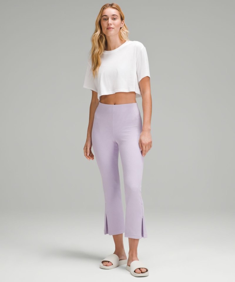 Lululemon Ribbed Softstreme Zip-Leg High-Rise Cropped Pant 25" Lilac Ether Online Outlet Sale