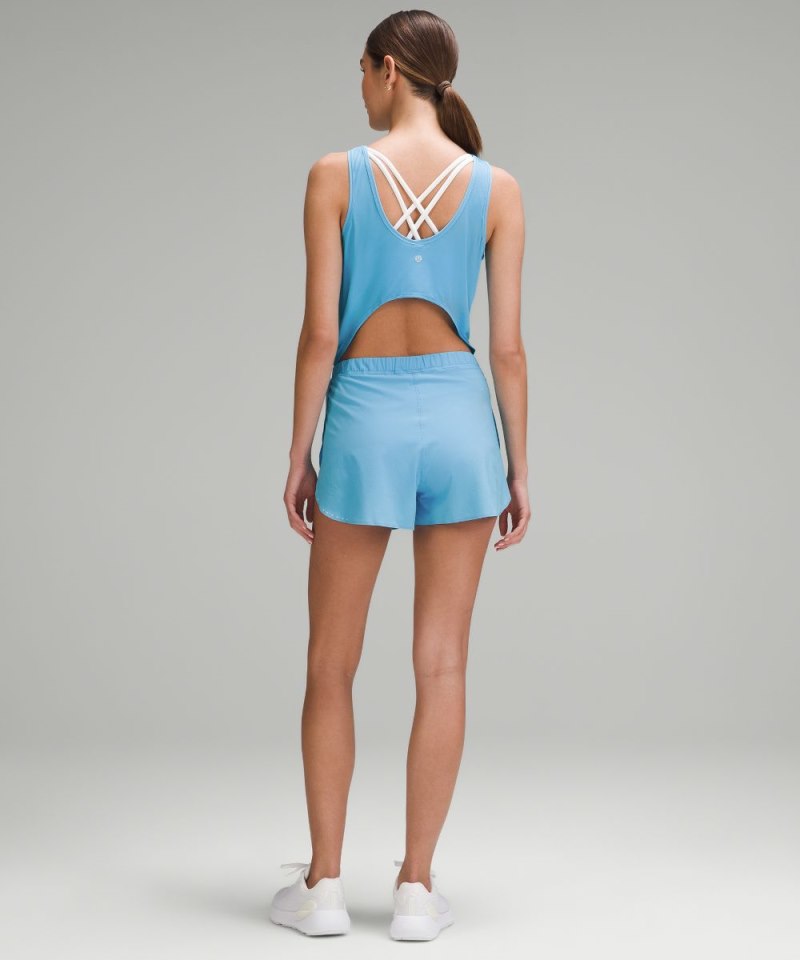 Lululemon Open-Back Running Romper 3" Kayak Blue Light Online Outlet Sale