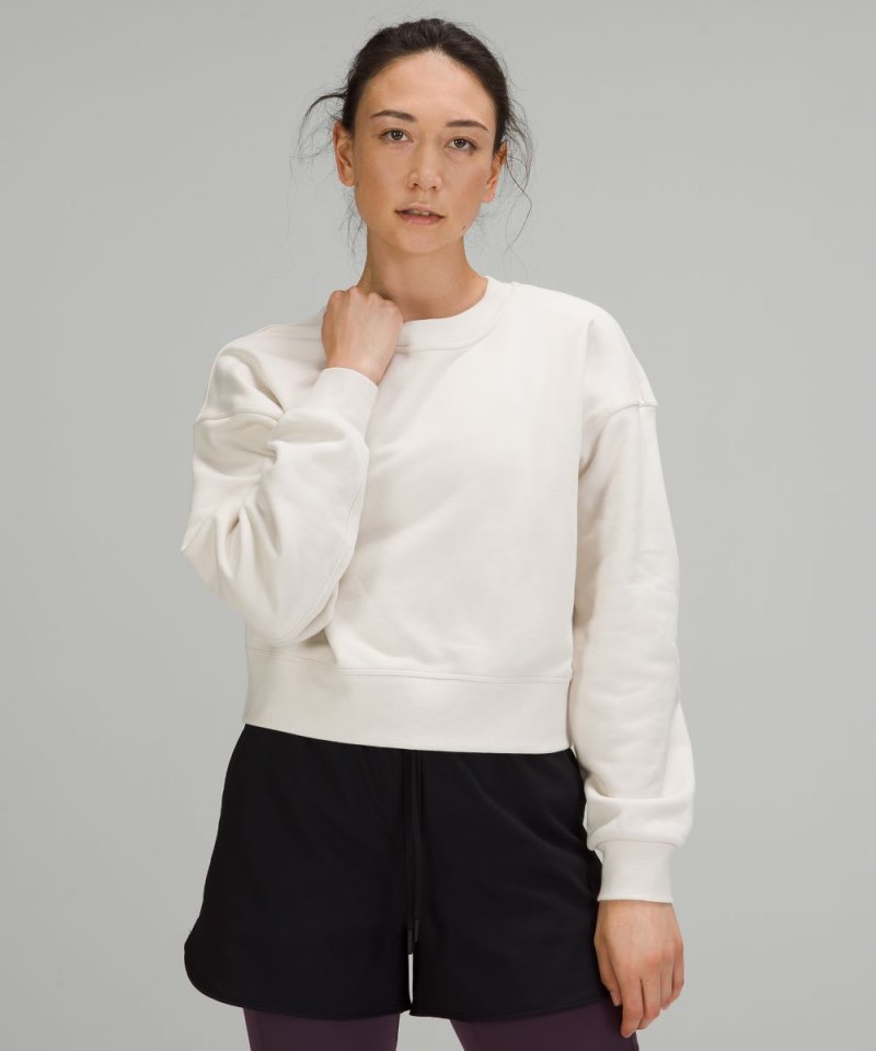Lululemon Softstreme Perfectly Oversized Cropped Crew White Opal Online Outlet Sale