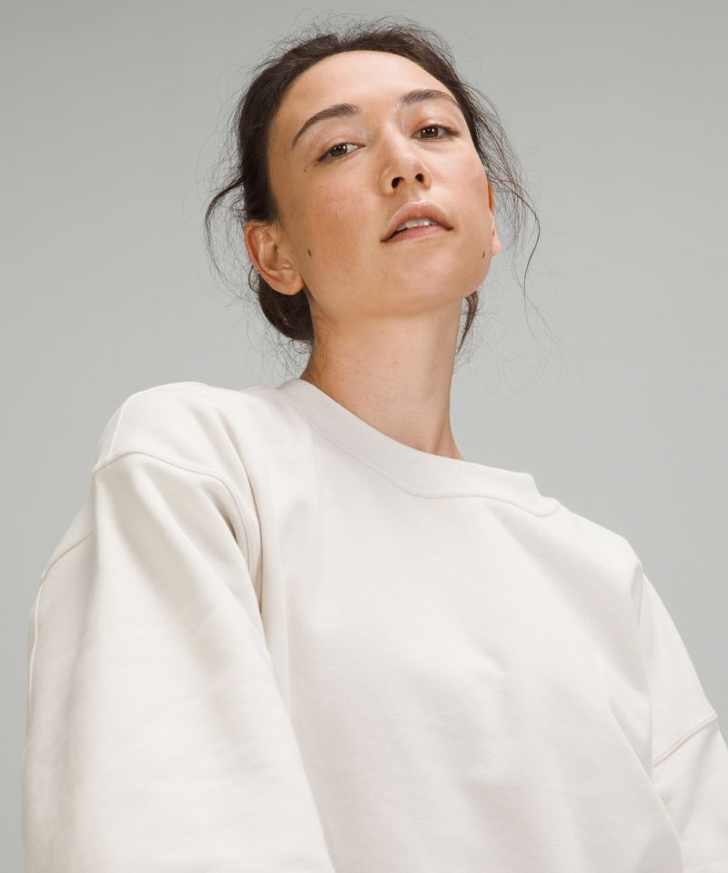 Lululemon Softstreme Perfectly Oversized Cropped Crew White Opal Online Outlet Sale