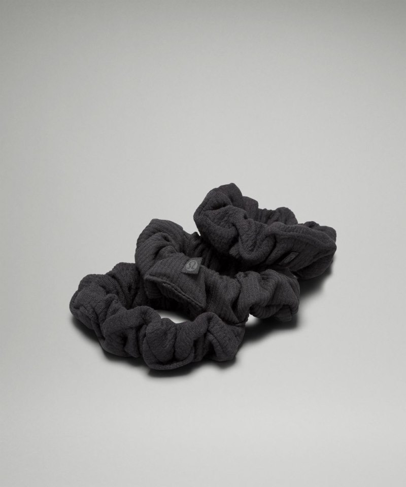 Lululemon Uplifting Scrunchies Textured *3 Pack Black Online Outlet Sale