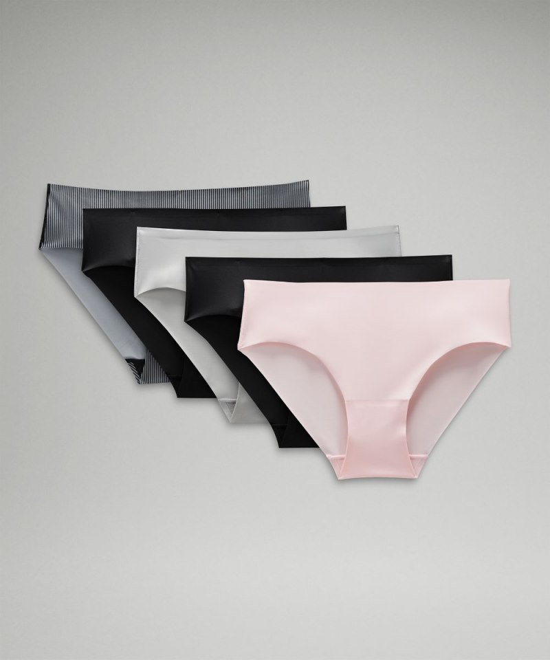 Lululemon InvisiWear Mid-Rise Bikini Underwear *5 Pack Strawberry Milkshake / Silver Drop / Jumie Stripe Rhino Grey Black / Black / Black Online Outlet Sale