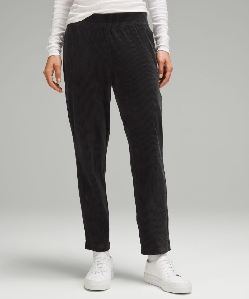 Lululemon Scuba Mid-Rise Straight-Leg Pant 7 / 8 Length Velvet Cord Black Online Outlet Sale