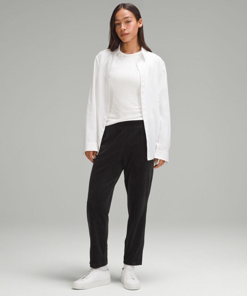 Lululemon Scuba Mid-Rise Straight-Leg Pant 7 / 8 Length Velvet Cord Black Online Outlet Sale