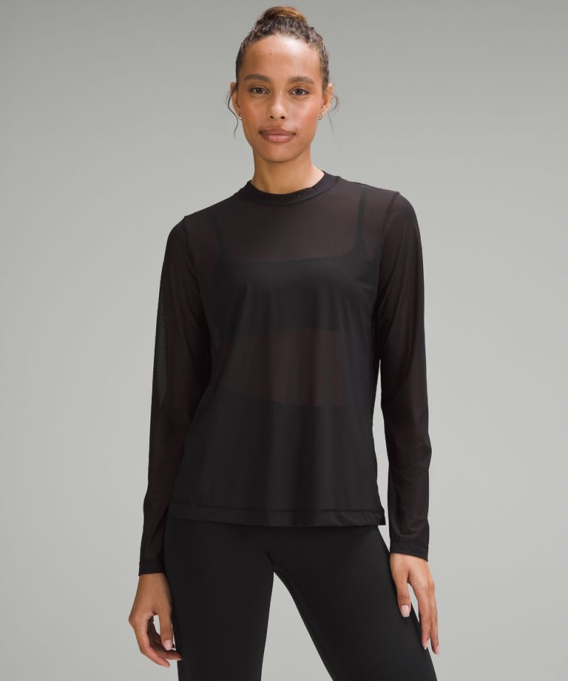 Lululemon Keyhole Mesh Long-Sleeve Shirt Black Online Outlet Sale