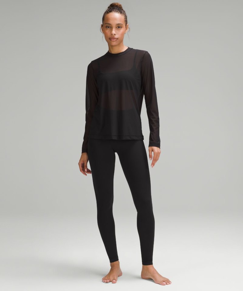 Lululemon Keyhole Mesh Long-Sleeve Shirt Black Online Outlet Sale