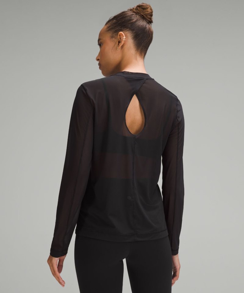 Lululemon Keyhole Mesh Long-Sleeve Shirt Black Online Outlet Sale