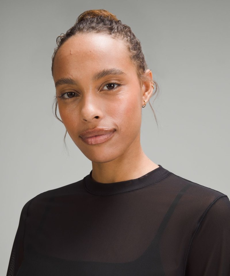 Lululemon Keyhole Mesh Long-Sleeve Shirt Black Online Outlet Sale