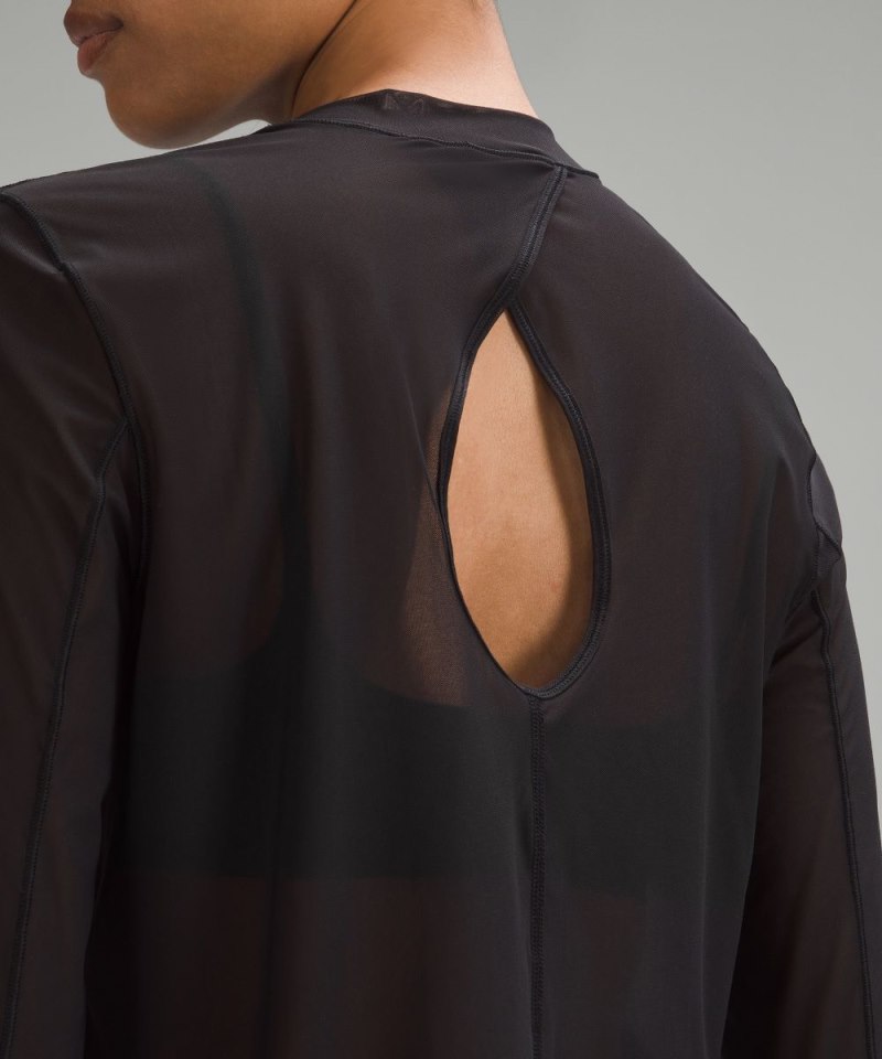 Lululemon Keyhole Mesh Long-Sleeve Shirt Black Online Outlet Sale