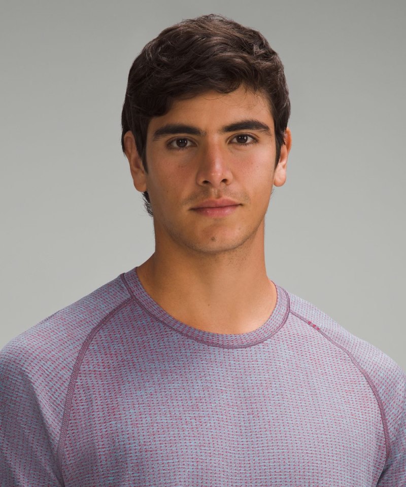 Lululemon Metal Vent Tech Short-Sleeve Shirt *Updated Fit Gamay Red / Kayak Blue Light Online Outlet Sale