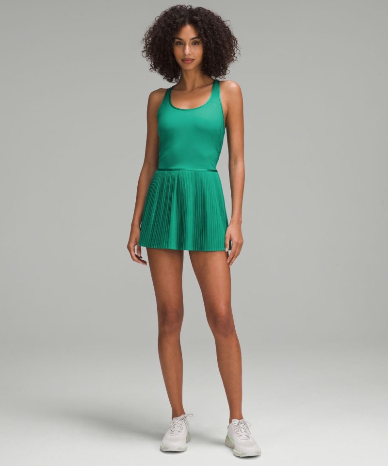 Lululemon Scoop-Neck Pleated Linerless Tennis Dress Cascadia Green Online Outlet Sale