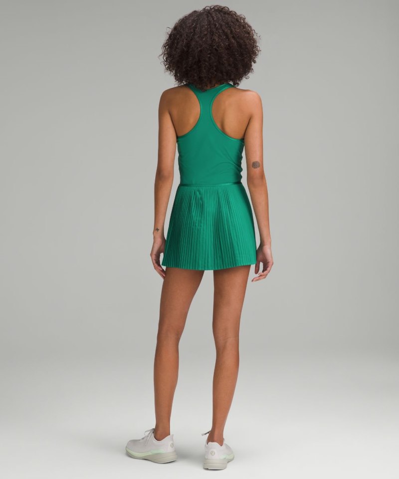 Lululemon Scoop-Neck Pleated Linerless Tennis Dress Cascadia Green Online Outlet Sale