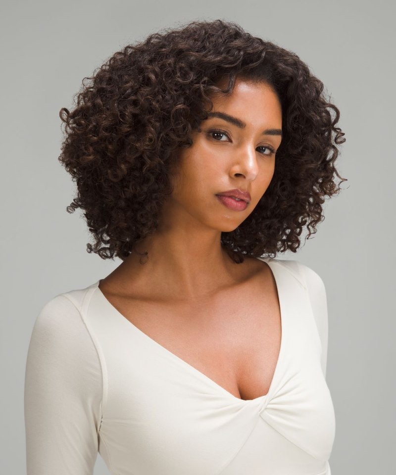 Lululemon Modal-Silk Blend V-Neck Long-Sleeve Shirt Bone Online Outlet Sale
