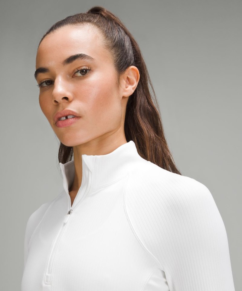 Lululemon It's Rulu Ribbed Cropped Half Zip White Online Outlet Sale