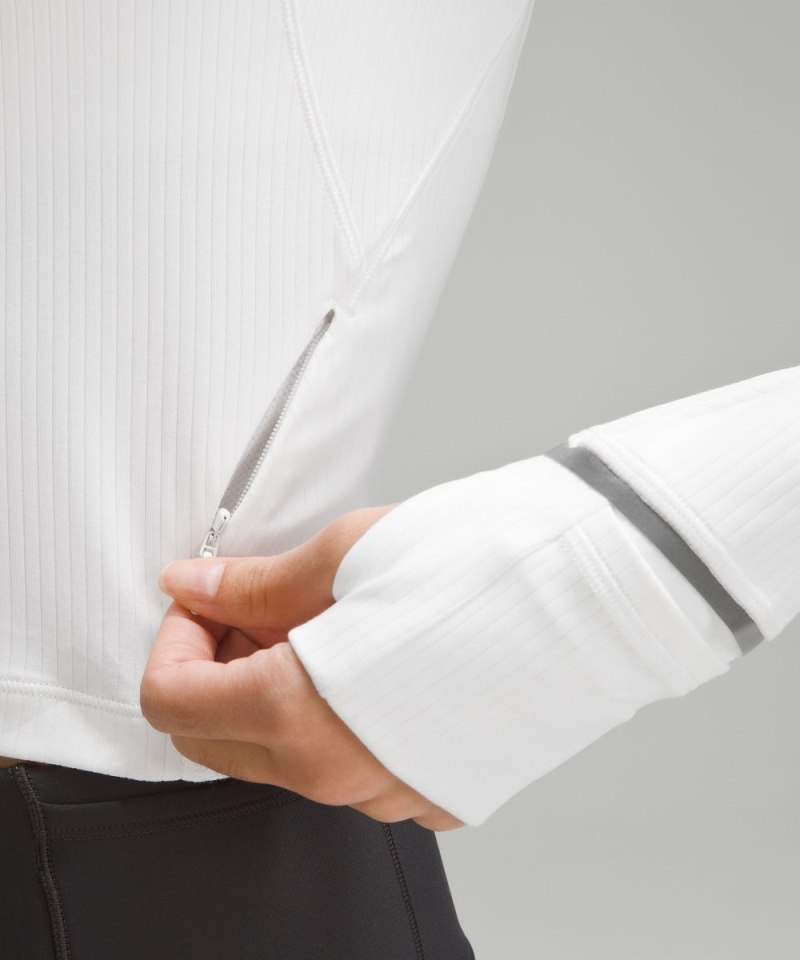 Lululemon It's Rulu Ribbed Cropped Half Zip White Online Outlet Sale