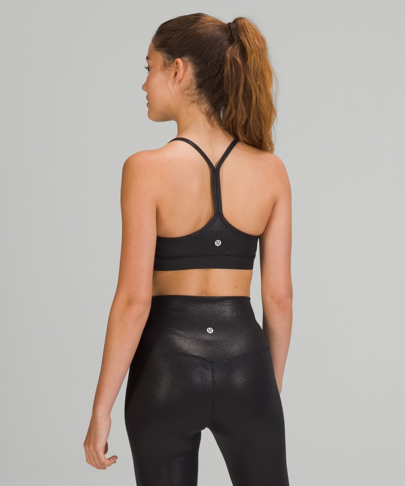 Lululemon Flow Y Bra Nulu Shine *Light Support, A–C Cups Radiate Foil Print Black Online Outlet Sale