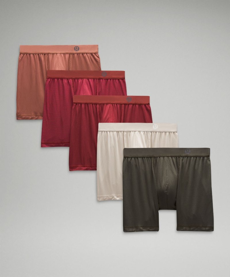 Lululemon Always In Motion Boxer 5" *5 Pack Ancient Copper / Jumie Stripe Gamay Red Malbec Red / Malbec Red / Mojave Tan / Dark Olive Online Outlet Sale