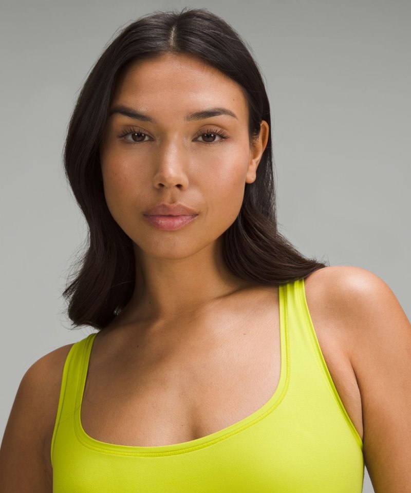 Lululemon Wundermost Ultra-Soft Nulu Square-Neck Sleeveless Bodysuit Lichen Lime Online Outlet Sale