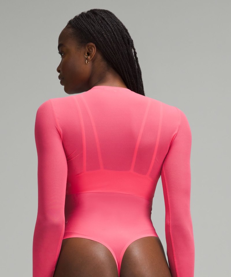 Lululemon Nulu Mesh Long-Sleeve Crewneck Bodysuit Glaze Pink Online Outlet Sale