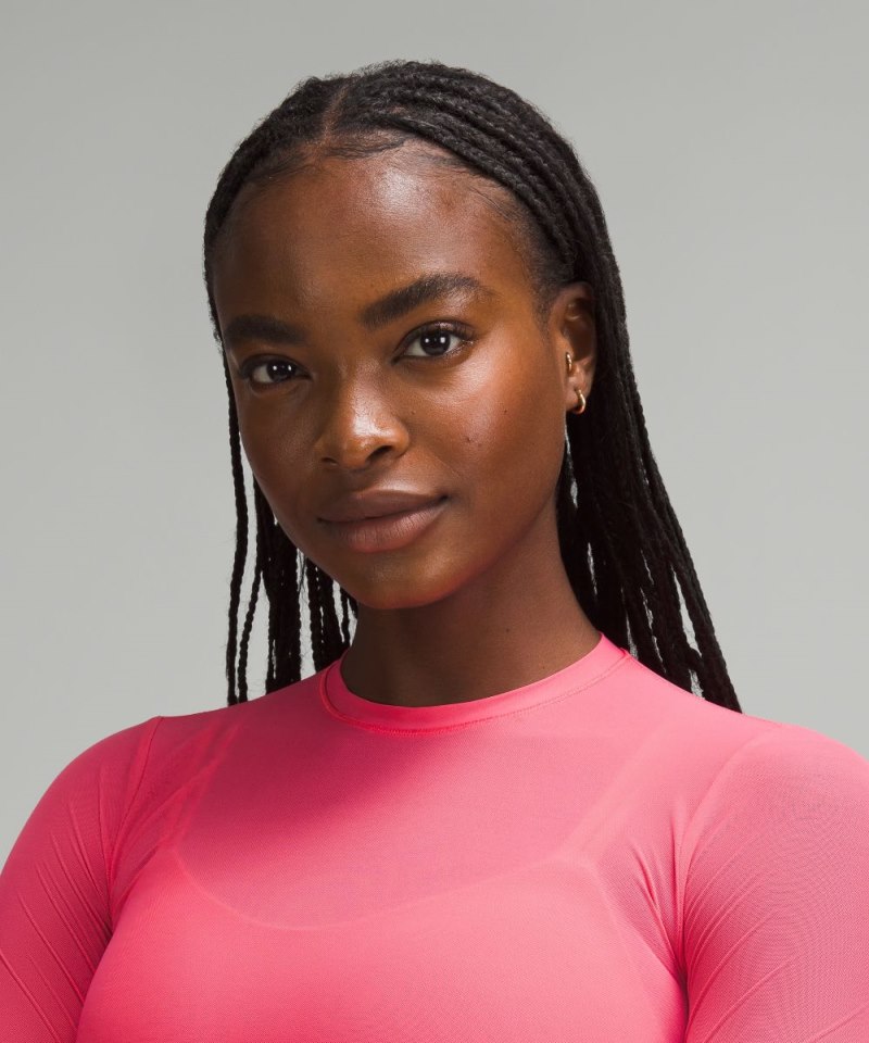 Lululemon Nulu Mesh Long-Sleeve Crewneck Bodysuit Glaze Pink Online Outlet Sale