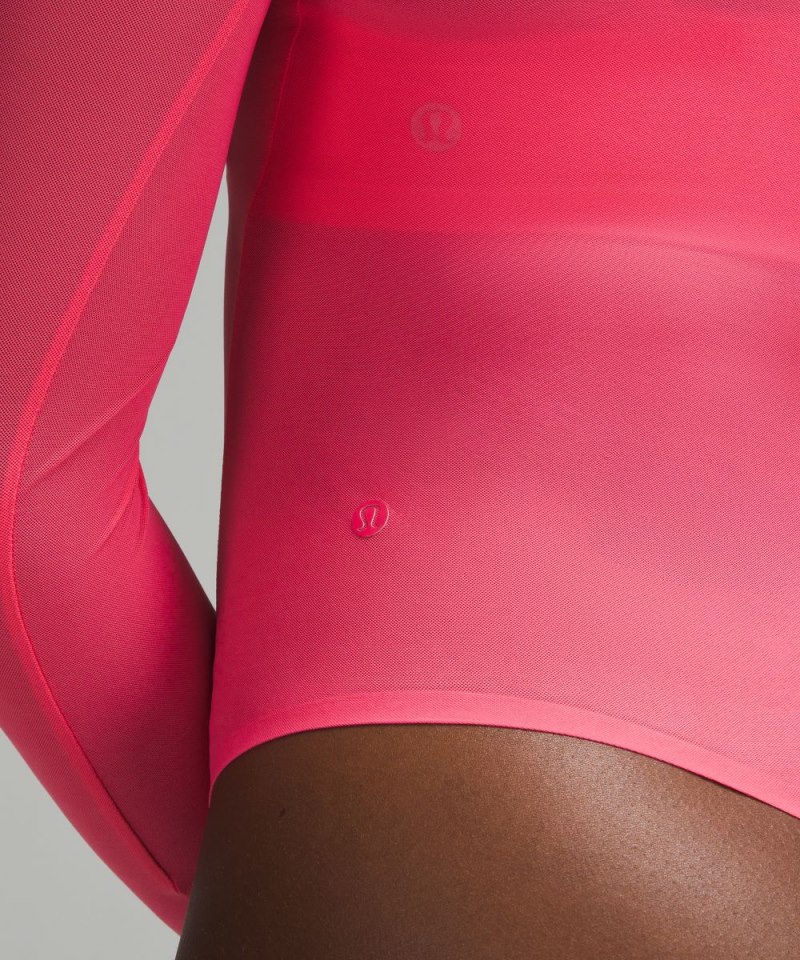 Lululemon Nulu Mesh Long-Sleeve Crewneck Bodysuit Glaze Pink Online Outlet Sale