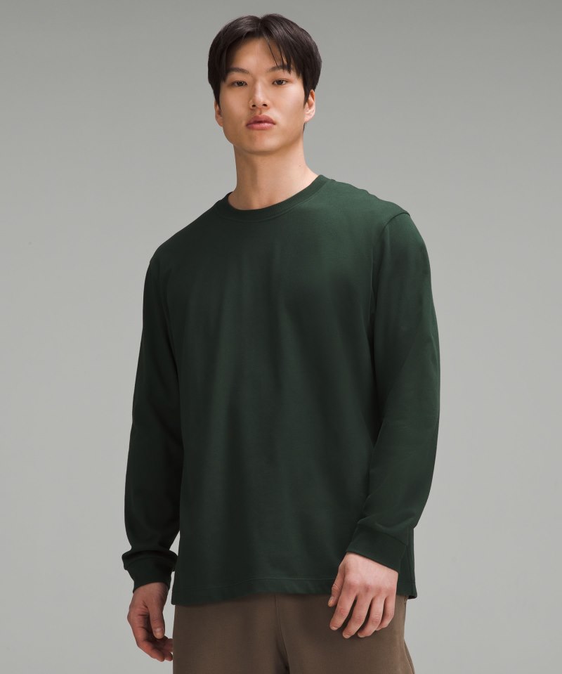 Lululemon Heavyweight Cotton Jersey Long-Sleeve Shirt Legacy Green Online Outlet Sale