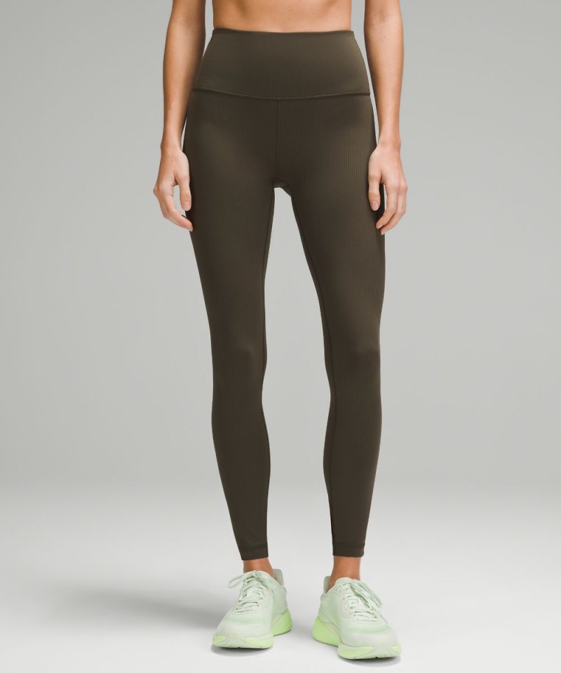 Lululemon Wunder Train High-Rise Ribbed Tight 28" Dark Olive Online Outlet Sale