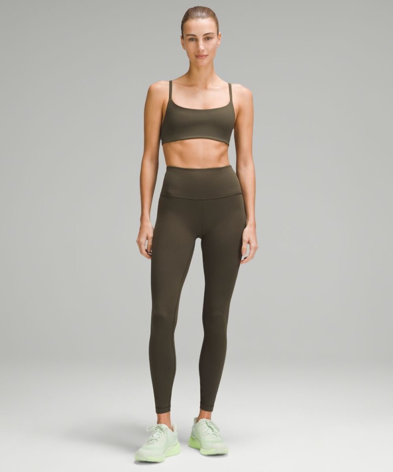 Lululemon Wunder Train High-Rise Ribbed Tight 28" Dark Olive Online Outlet Sale