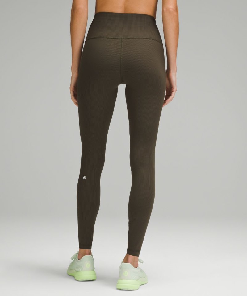 Lululemon Wunder Train High-Rise Ribbed Tight 28" Dark Olive Online Outlet Sale