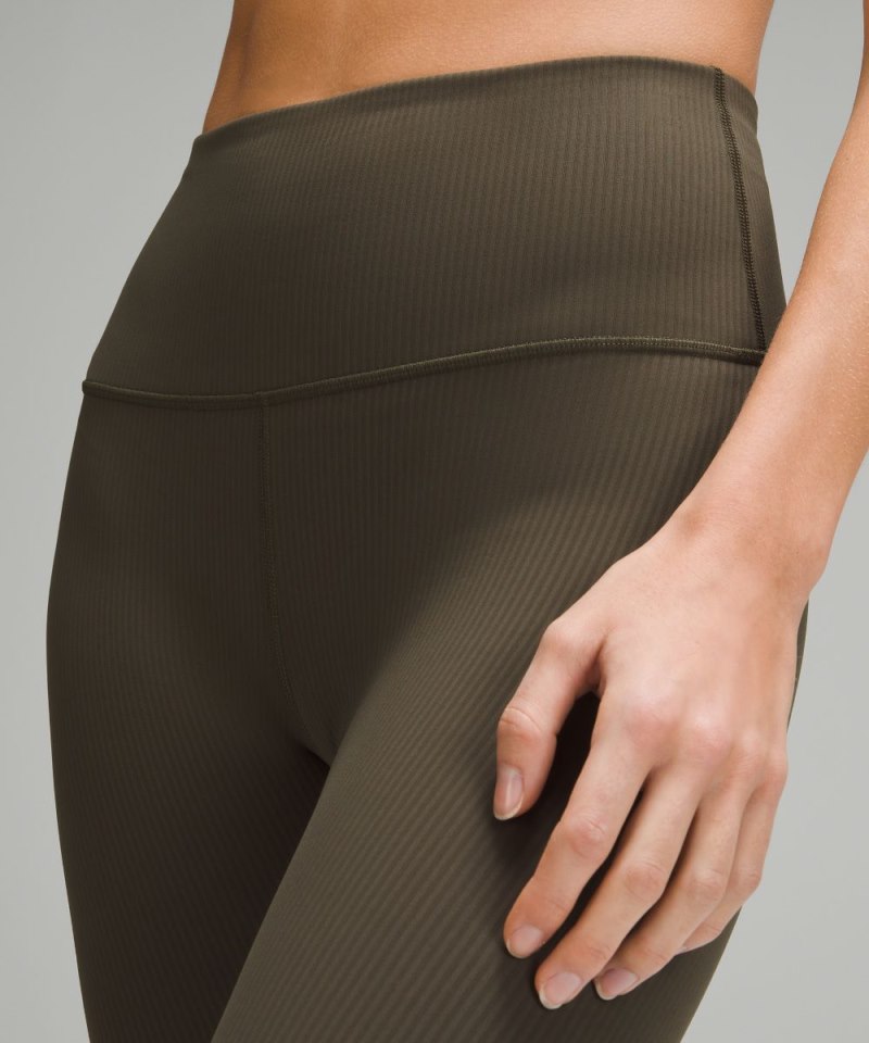 Lululemon Wunder Train High-Rise Ribbed Tight 28" Dark Olive Online Outlet Sale