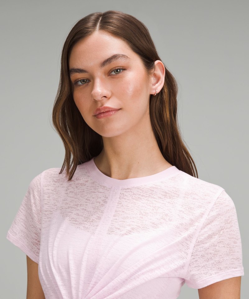 Lululemon Tie-Waist Breathable Short-Sleeve Shirt Meadowsweet Pink Online Outlet Sale