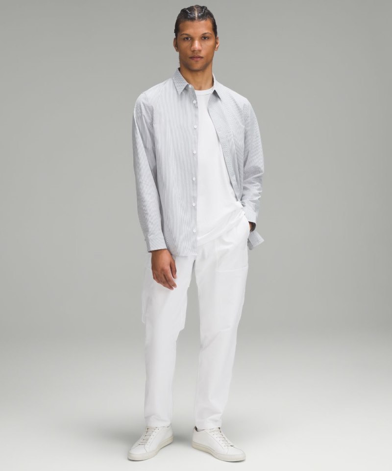 Lululemon New Venture Classic-Fit Long-Sleeve Shirt Inline Stripe White Heathered Grey Sage Online Outlet Sale