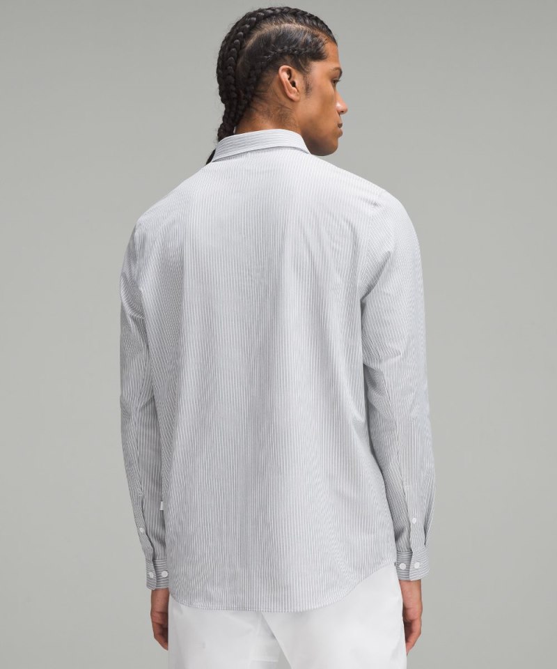 Lululemon New Venture Classic-Fit Long-Sleeve Shirt Inline Stripe White Heathered Grey Sage Online Outlet Sale