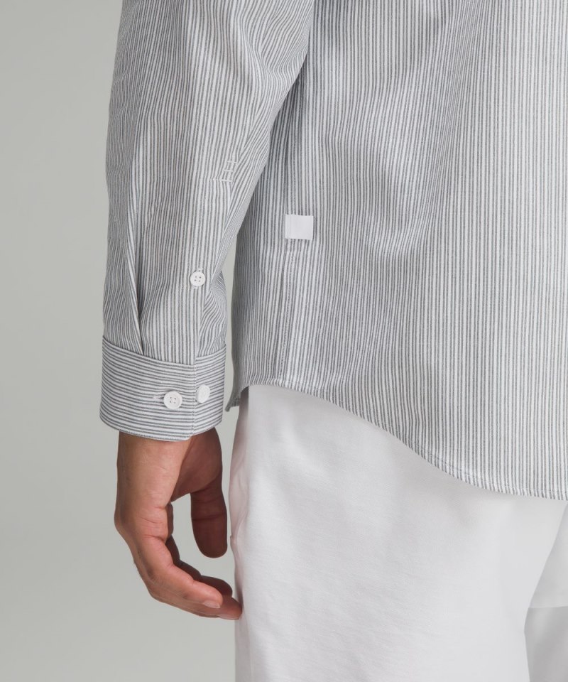 Lululemon New Venture Classic-Fit Long-Sleeve Shirt Inline Stripe White Heathered Grey Sage Online Outlet Sale
