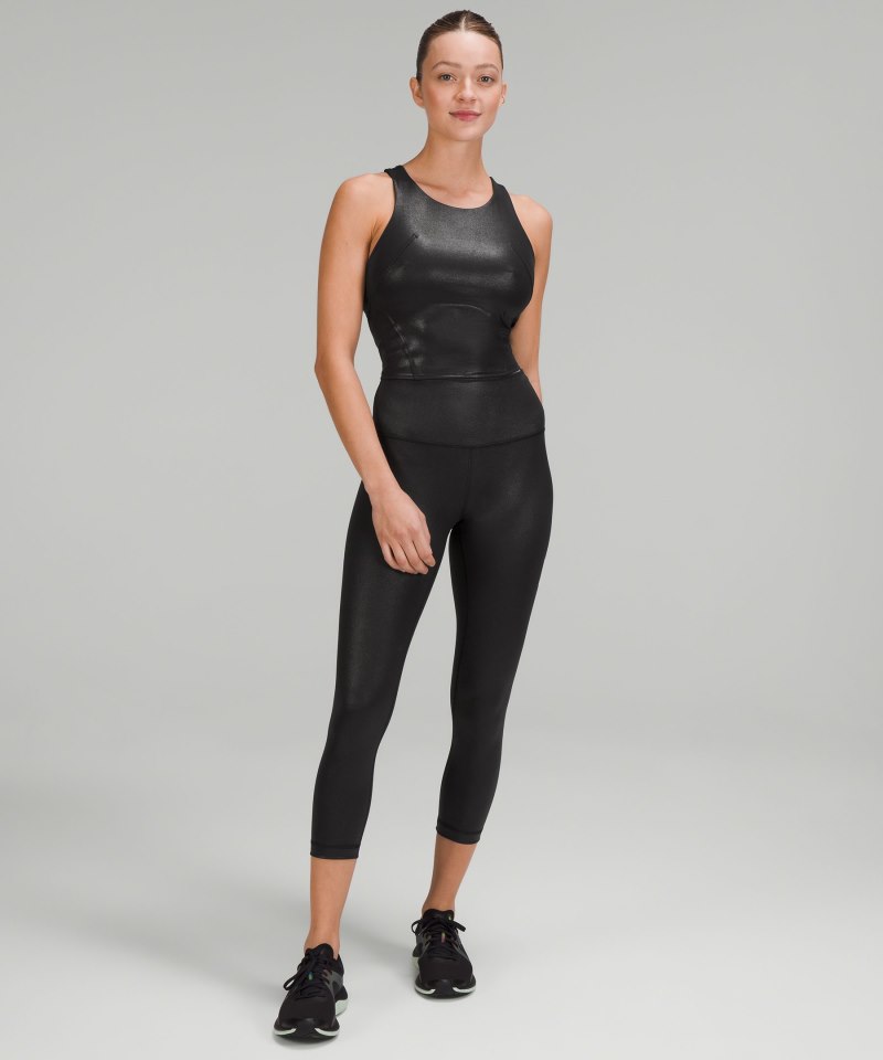 Lululemon Wunder Train High-Rise Crop 23" *Foil Radiate Foil Print Black Online Outlet Sale