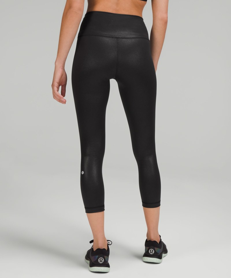Lululemon Wunder Train High-Rise Crop 23" *Foil Radiate Foil Print Black Online Outlet Sale