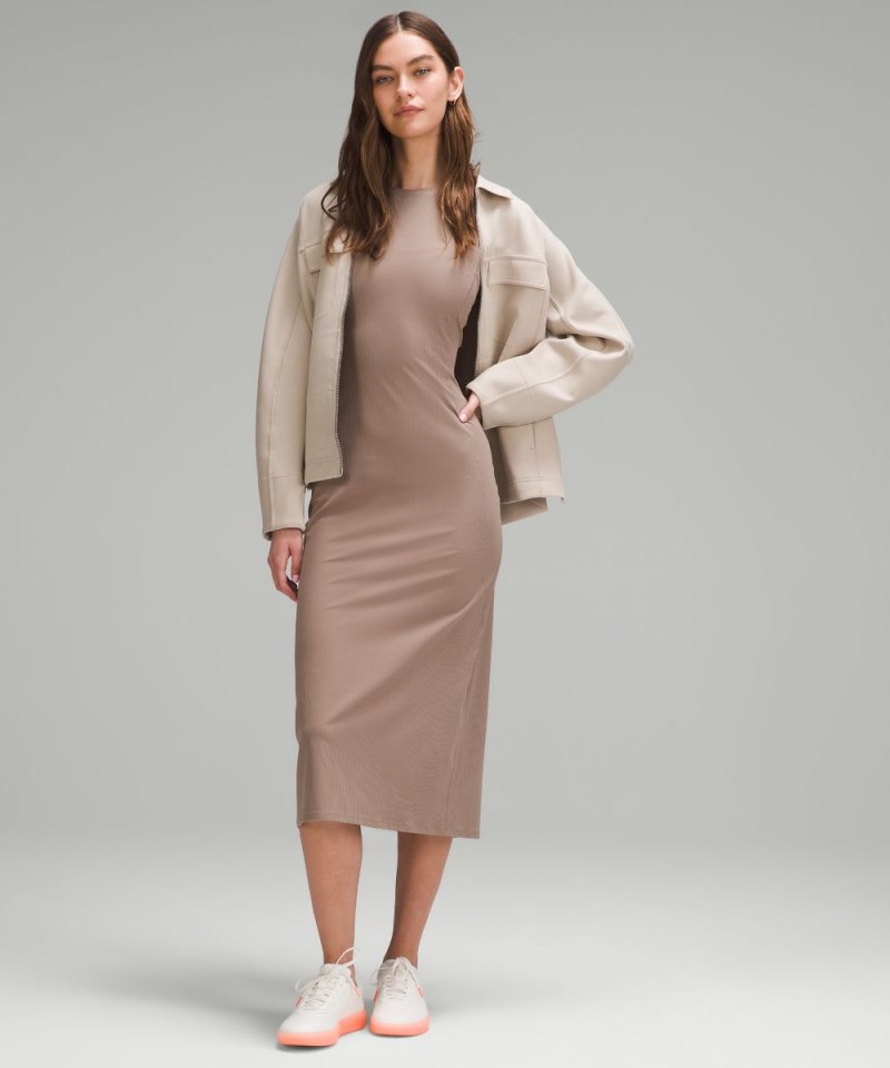 Lululemon All Aligned Ribbed Midi Dress Taupetastic Online Outlet Sale