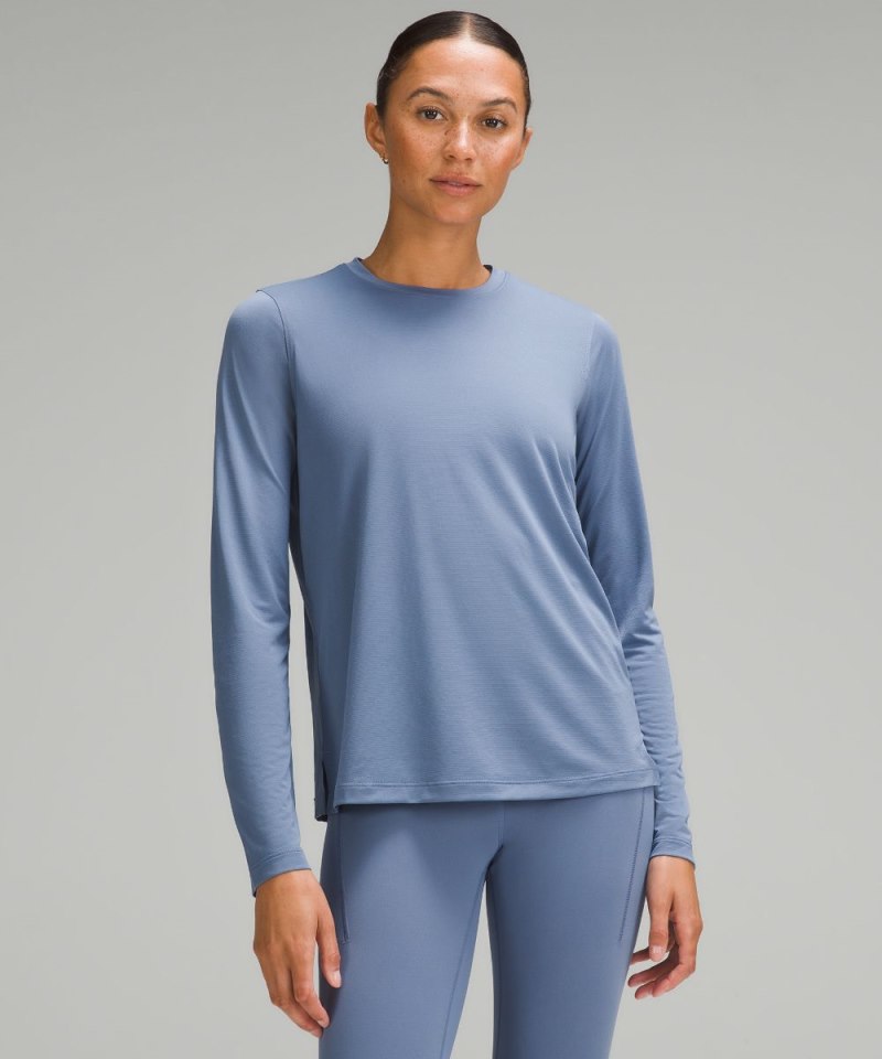 Lululemon Ultralight Hip-Length Long-Sleeve Shirt Oasis Blue Online Outlet Sale