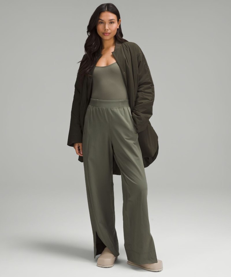Lululemon Wundermost Ultra-Soft Nulu Square-Neck Sleeveless Bodysuit Army Green Online Outlet Sale