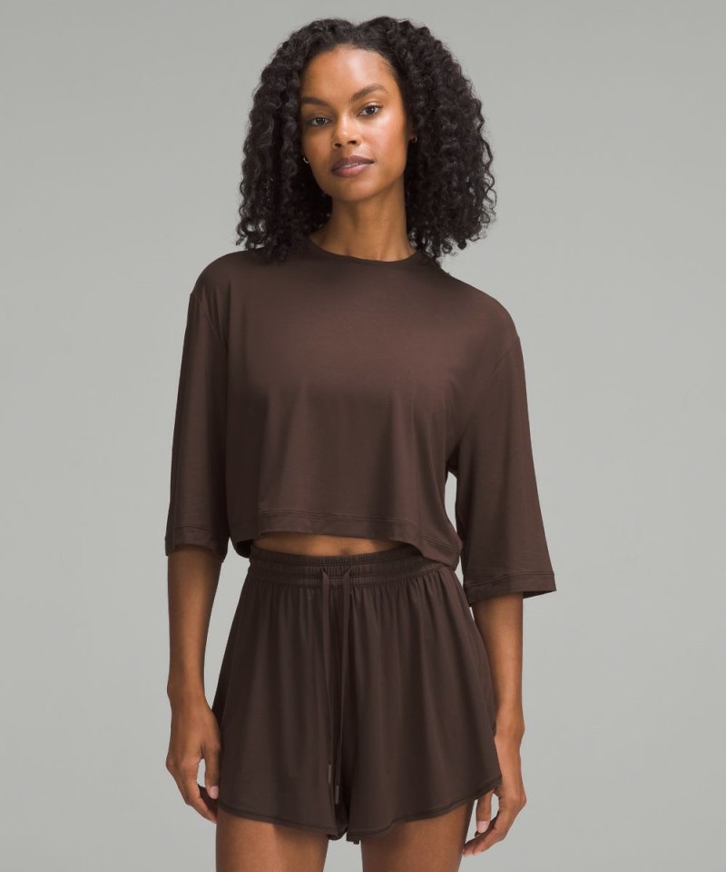 Lululemon Modal Relaxed-Fit Cropped Short-Sleeve Shirt French Press Online Outlet Sale