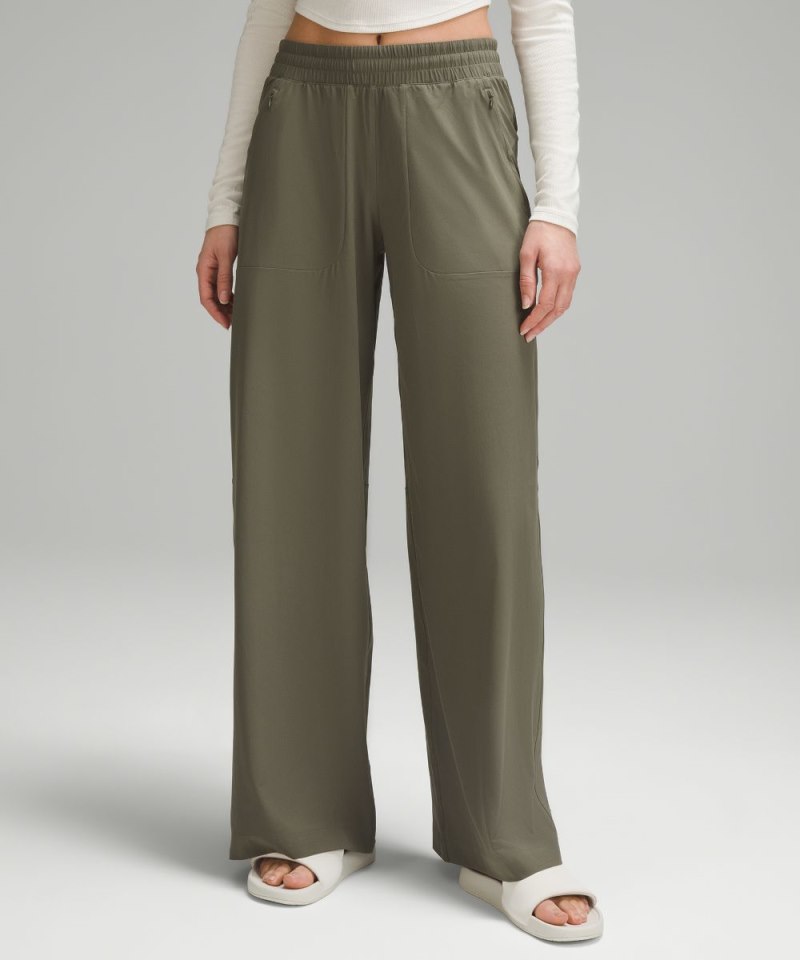 Lululemon Swift Mid-Rise Wide-Leg Pant Army Green Online Outlet Sale