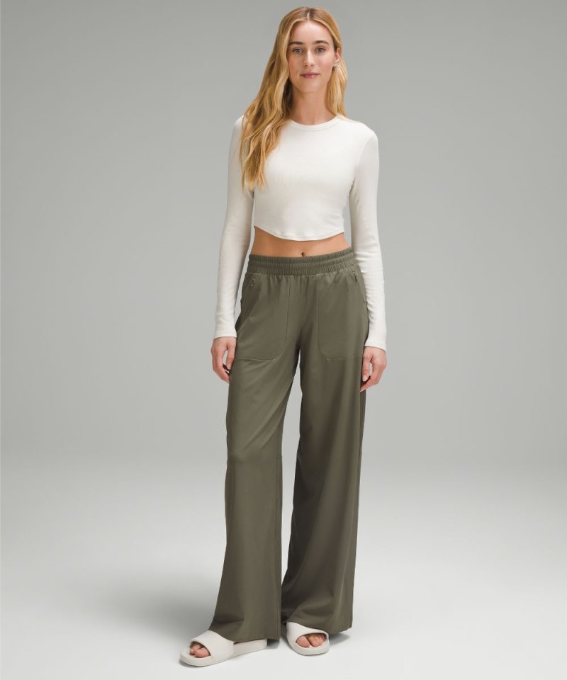 Lululemon Swift Mid-Rise Wide-Leg Pant Army Green Online Outlet Sale