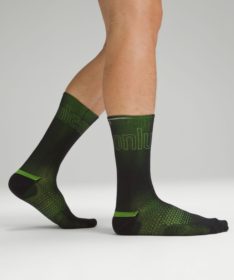 Lululemon Men's MacroPillow Crew Socks Black / Highlight Yellow Online Outlet Sale