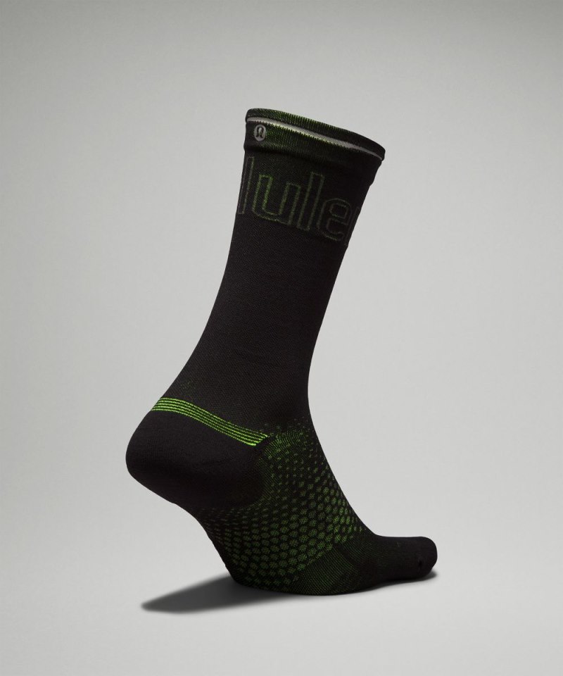 Lululemon Men's MacroPillow Crew Socks Black / Highlight Yellow Online Outlet Sale