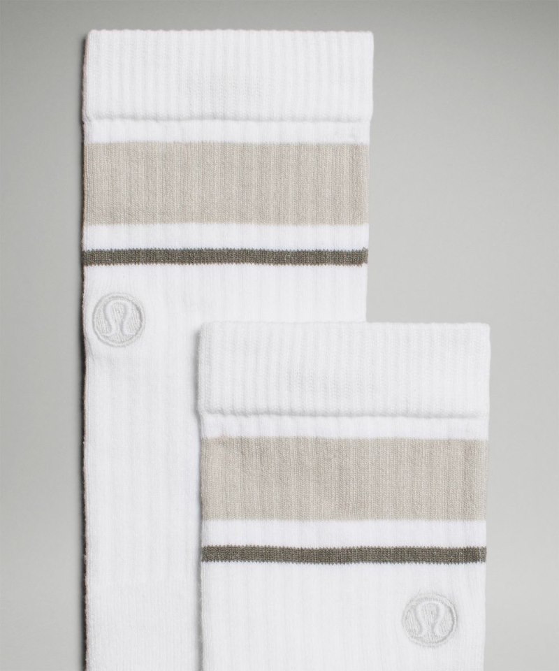 Lululemon Men's Daily Stride Ribbed Comfort Crew Socks *3 Pack White / Heathered Silver Drop / Heathered Grey Sage Online Outlet Sale